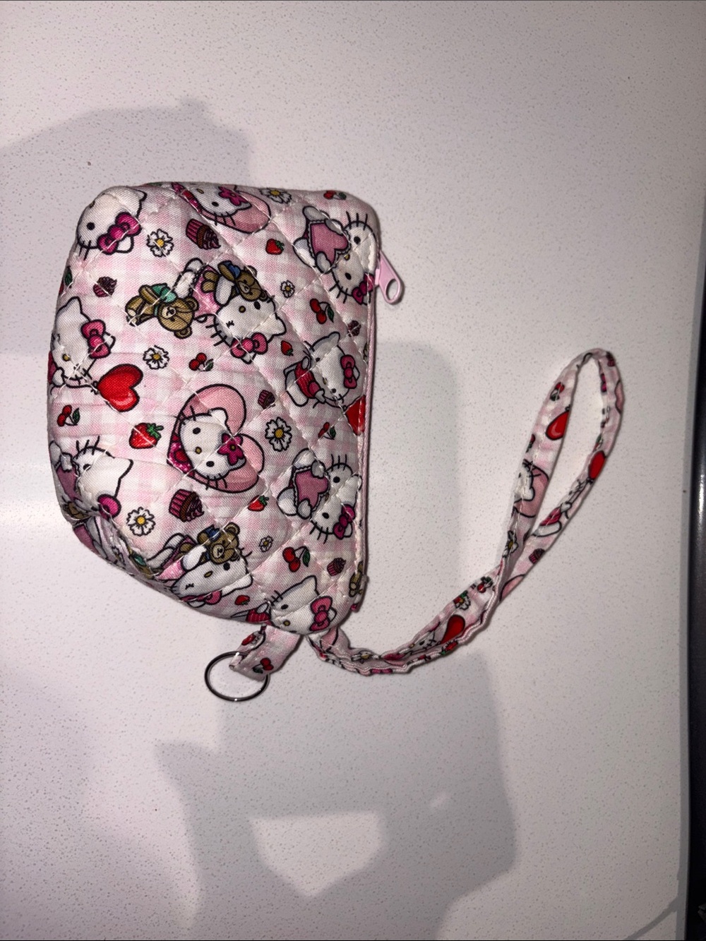 Hello Kitty Pink Printed Quilted Wristlet Pouch
